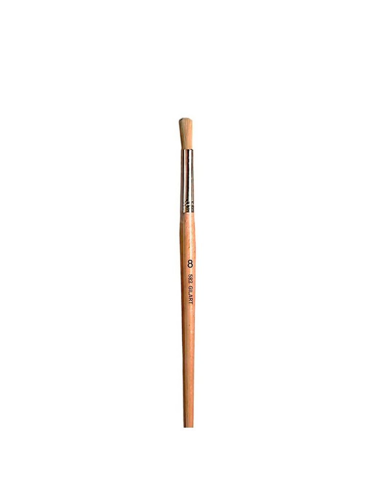 Pincel Redondo Gilart 582 nº 8 de cerda natural con mango largo para óleo y coberturas amplias