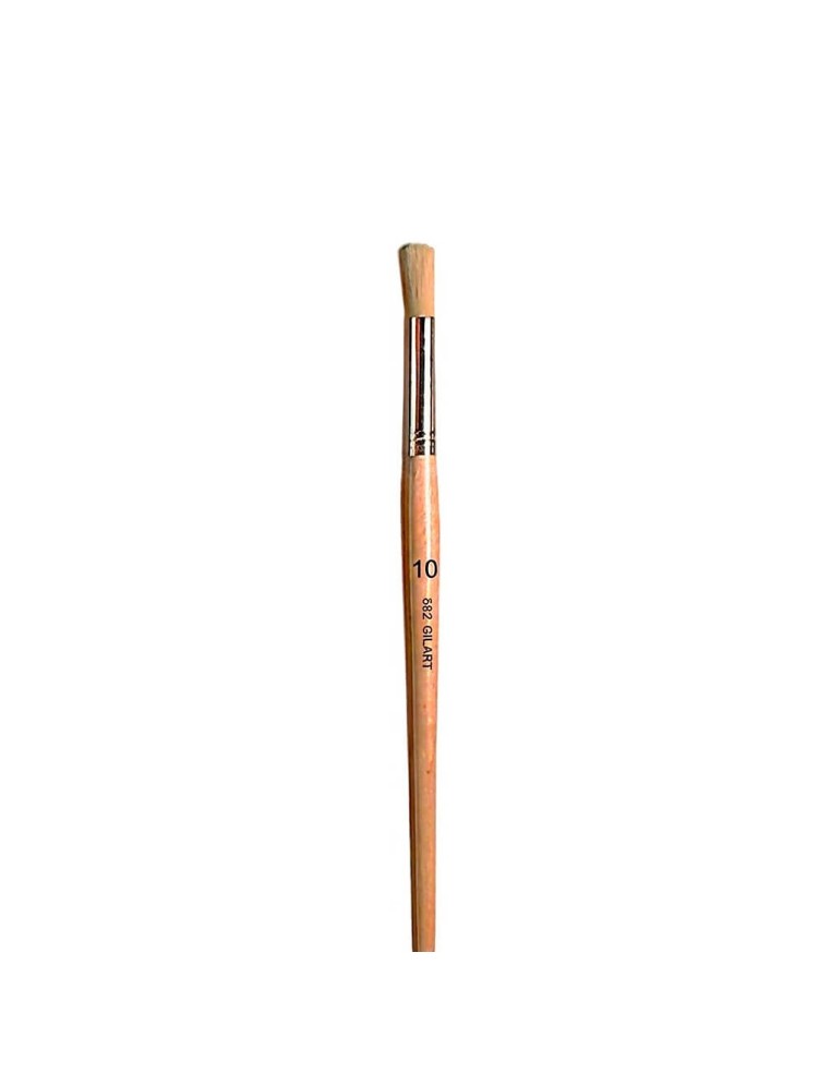 Pincel Redondo Gilart 582 n.º 10 de cerda natural con mango largo para fondos y coberturas en óleo