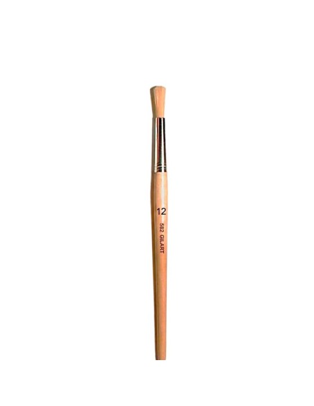 Pincel Redondo Gilart 582 n.º 12 cerda natural mango largo para grandes fondos y óleo