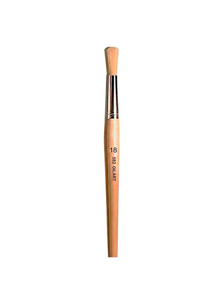 Pincel Redondo Gilart 582 n.º 18 cerda natural mango largo para grandes formatos y óleo