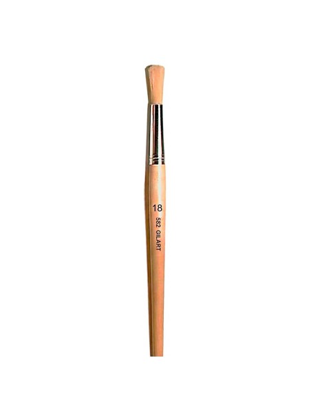 Pincel Redondo Gilart 582 n.º 18 cerda natural mango largo para grandes formatos y óleo