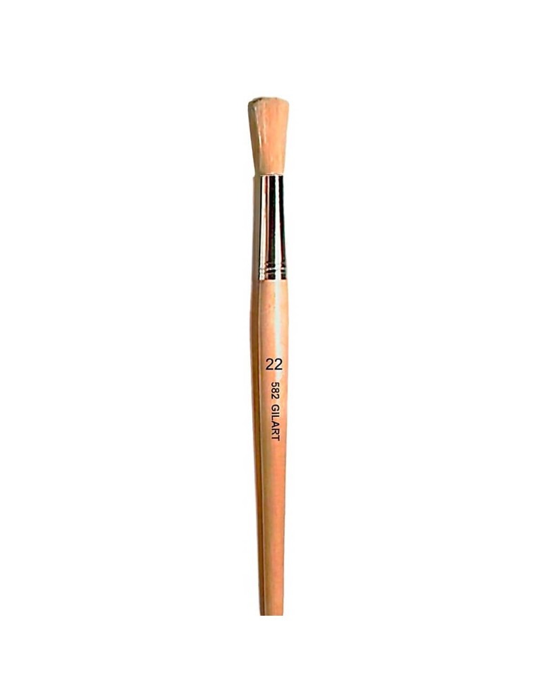 Pincel Redondo Gilart 582 n.º 22 cerda natural mango largo para grandes formatos y óleo