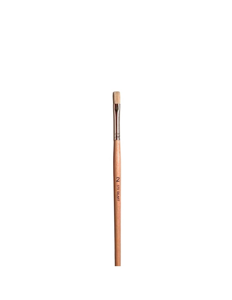 Pincel Plano Gilart 579 n.º 2 de cerda natural mango largo para óleo y acrílico