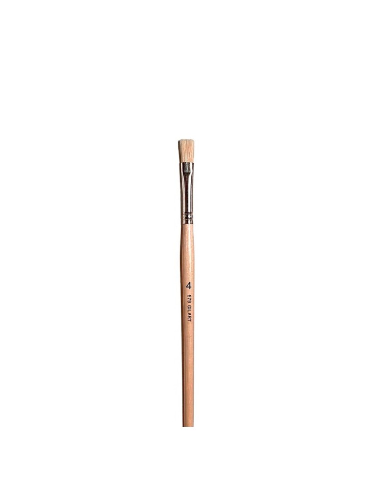 Pincel Plano Gilart 579 n.º 4 de cerda natural mango largo tamaño medio para óleo y acrílico