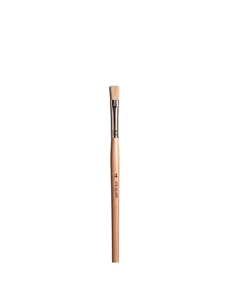 Pincel Plano Gilart 579 n.º 4 de cerda natural mango largo tamaño medio para óleo y acrílico