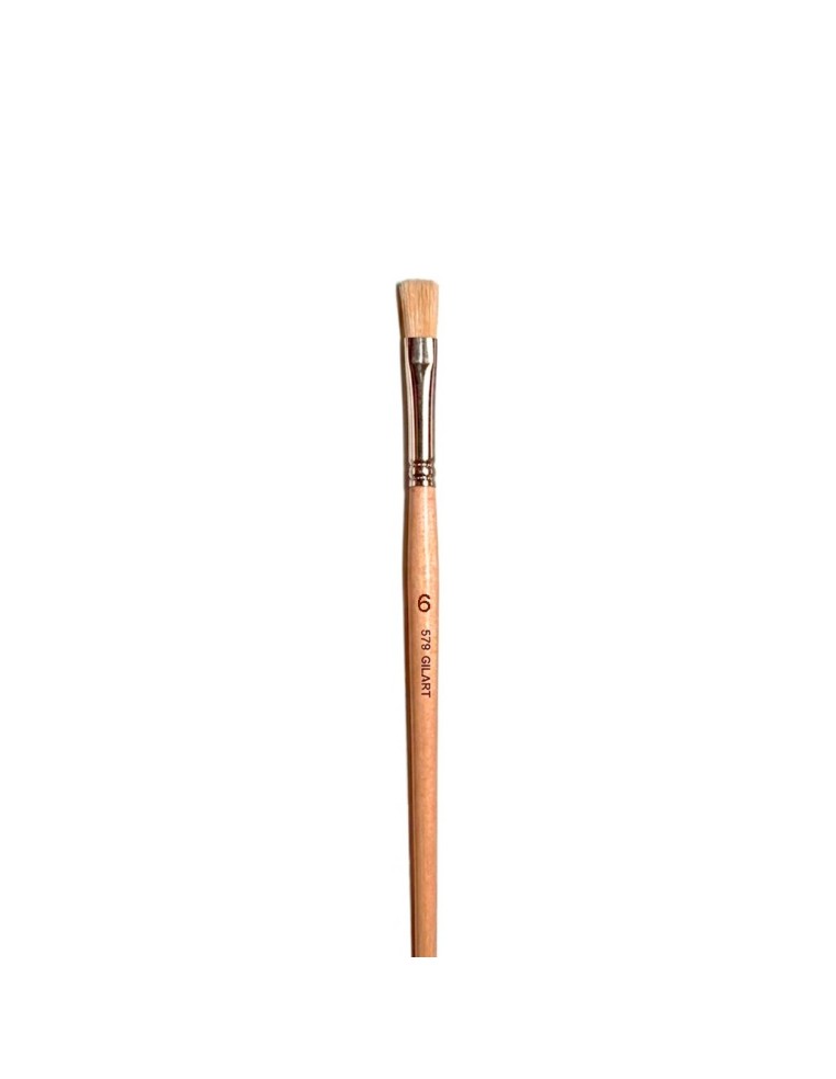 Pincel Plano Gilart 579 n.º 6 cerda natural mango largo para óleo y acrílico