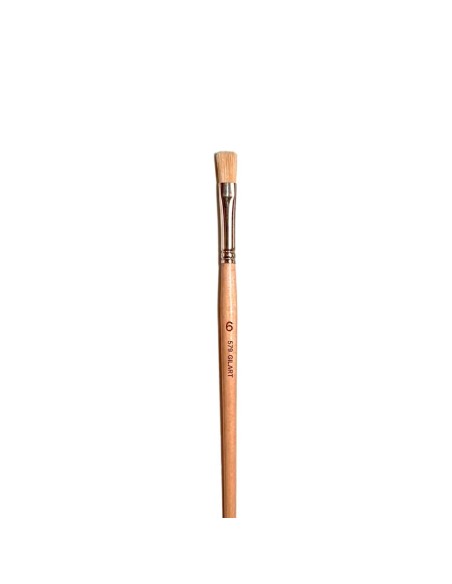 Pincel Plano Gilart 579 n.º 6 cerda natural mango largo para óleo y acrílico