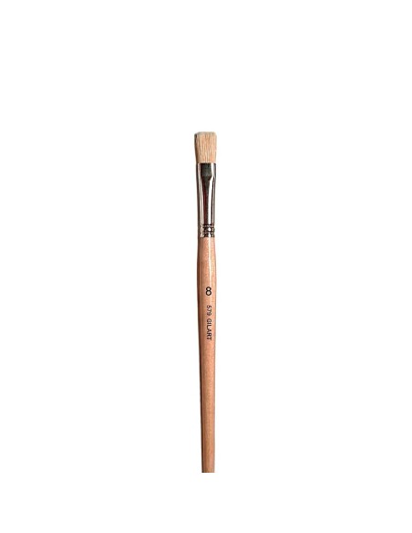 Pincel Plano Cerda Natural Mango Largo Gilart Serie 579 n.º 8 para fondos y manchas