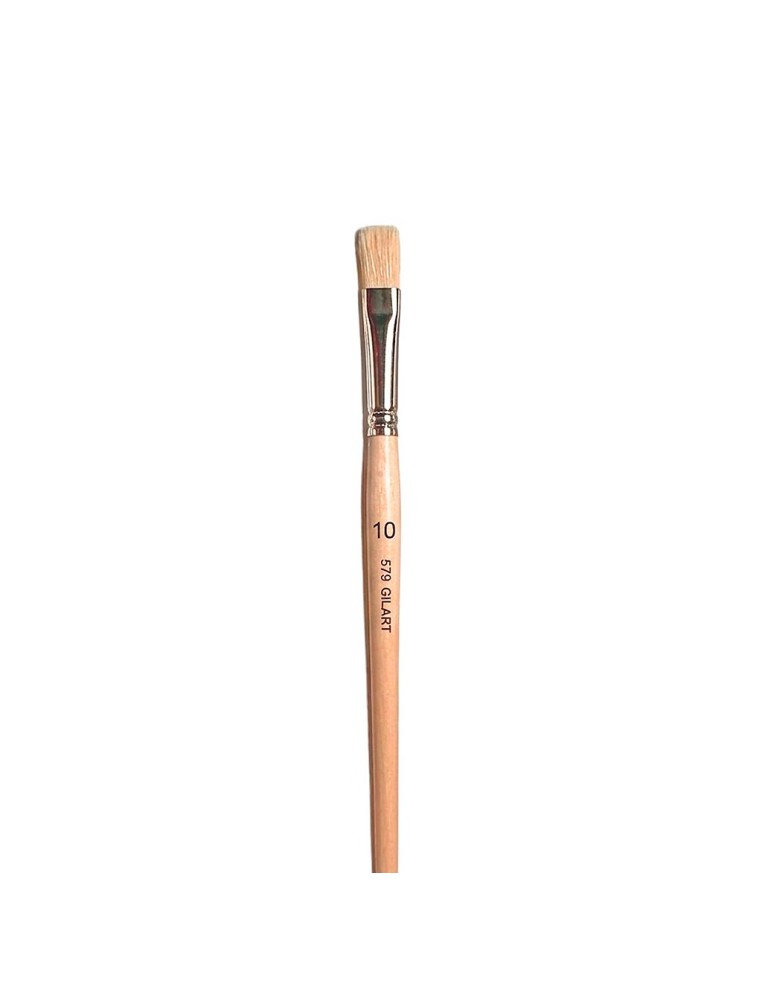 Pincel Plano Cerda Natural Mango Largo Gilart Serie 579 n.º 10 para pinceladas anchas
