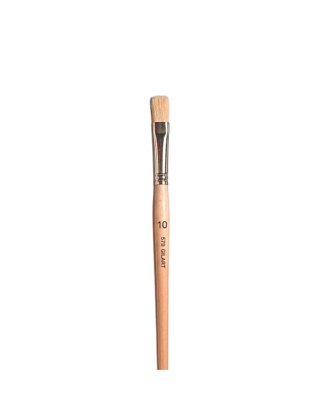 Pincel Plano Cerda Natural Mango Largo Gilart Serie 579 n.º 10 para pinceladas anchas