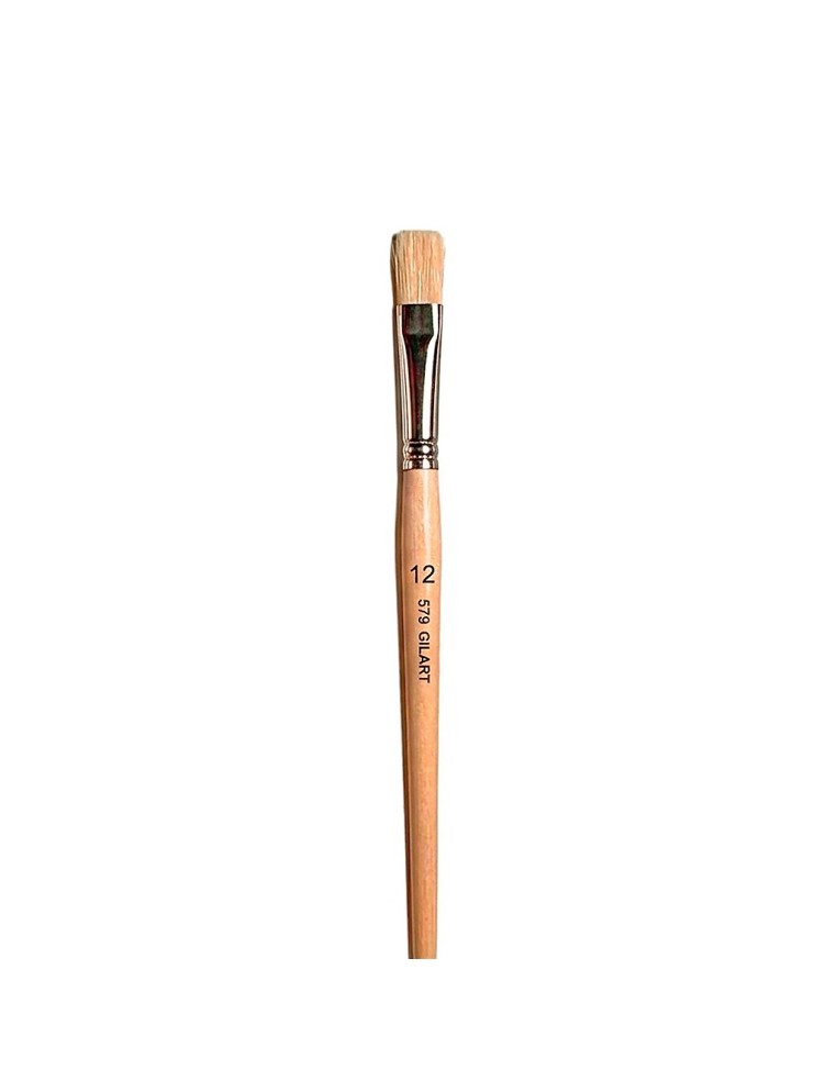 Pincel Plano Cerda Natural Mango Largo Gilart Serie 579 n.º 12 para masas de color