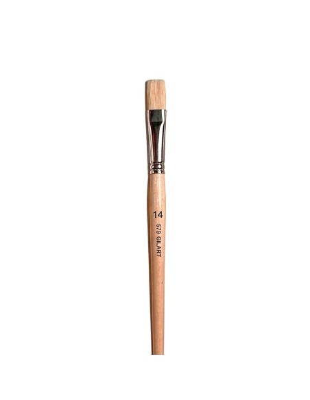 Pincel Plano Cerda Natural Mango Largo Gilart Serie 579 n.º 14 para grandes coberturas