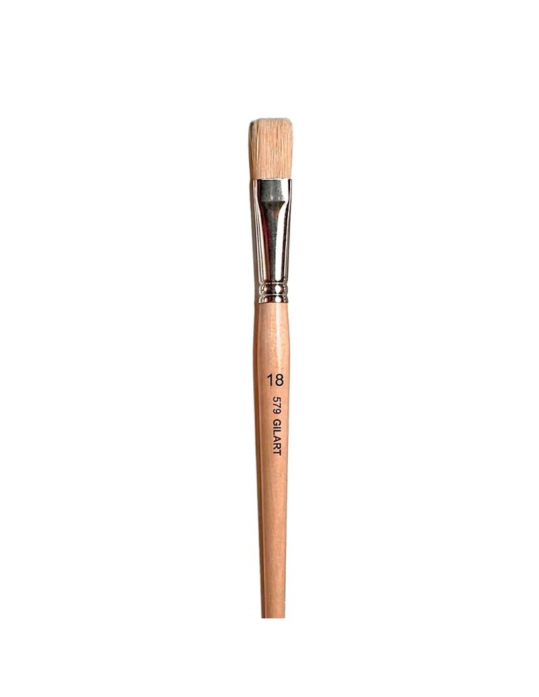 Pincel Plano Cerda Natural Mango Largo Gilart Serie 579 n.º 18 para gran formato