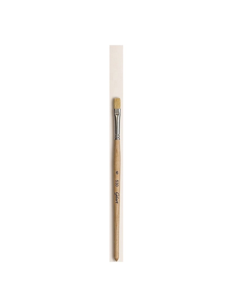 Pincel Plano Cerda Natural Mango Corto Gilart Serie 530 n.º 6 para pintura y manualidades