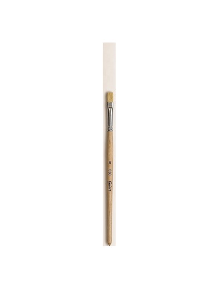 Pincel Plano Cerda Natural Mango Corto Gilart Serie 530 n.º 6 para pintura y manualidades