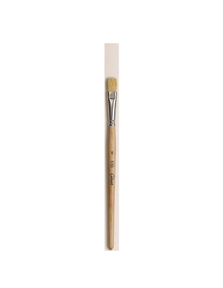 Pincel Plano Cerda Natural Mango Corto Gilart Serie 530 n.º 8 para trabajos de tamaño medio