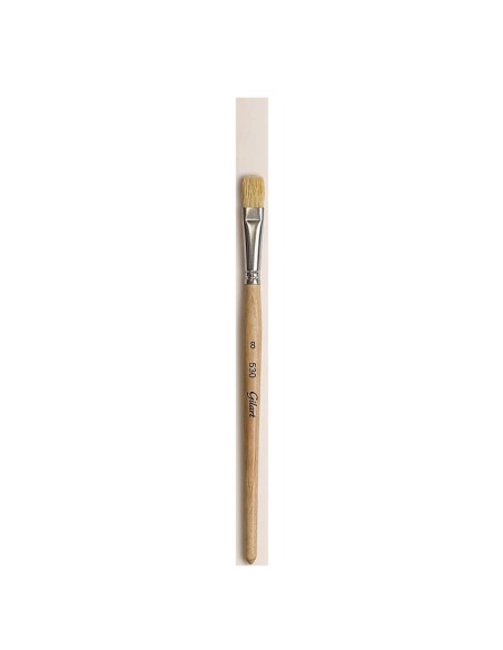 Pincel Plano Cerda Natural Mango Corto Gilart Serie 530 n.º 8 para trabajos de tamaño medio