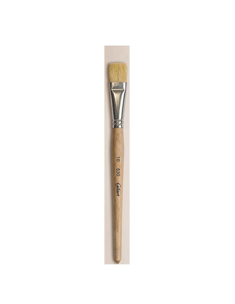 Pincel Plano Cerda Natural Mango Corto Gilart Serie 530 n.º 10 para coberturas medias