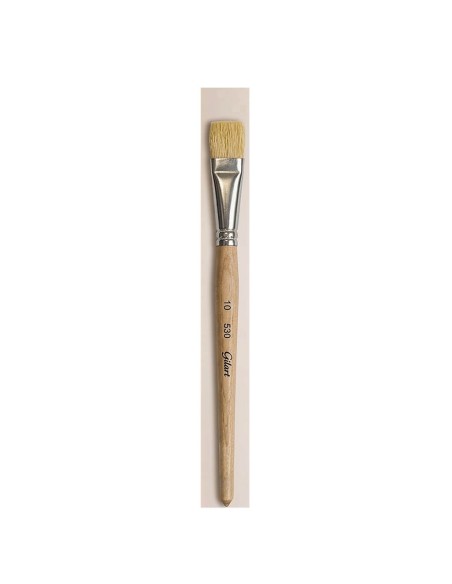 Pincel Plano Cerda Natural Mango Corto Gilart Serie 530 n.º 10 para coberturas medias