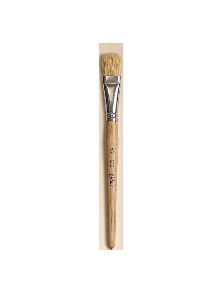 Pincel Plano Cerda Natural Mango Corto Gilart Serie 530 n.º 16 para coberturas amplias en manualidades
