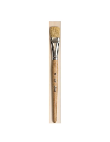 Pincel Plano Cerda Natural Mango Corto Gilart Serie 530 n.º 16 para coberturas amplias en manualidades