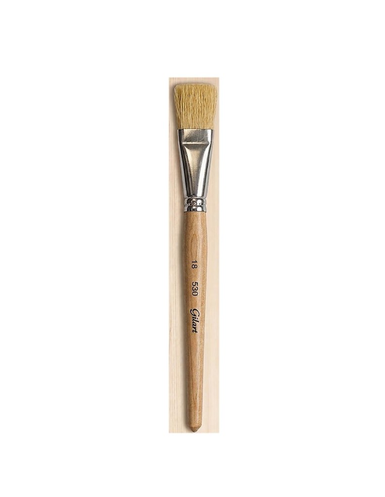 Pincel Plano Cerda Natural Mango Corto Gilart Serie 530 n.º 18 para bloques de color y fondos