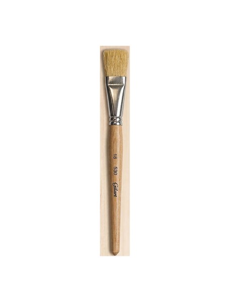 Pincel Plano Cerda Natural Mango Corto Gilart Serie 530 n.º 18 para bloques de color y fondos