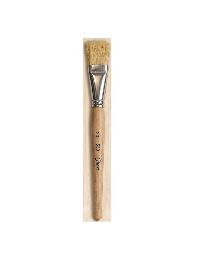 Pincel Plano Cerda Natural Mango Corto Gilart Serie 530 n.º 20 para cubrir grandes superficies