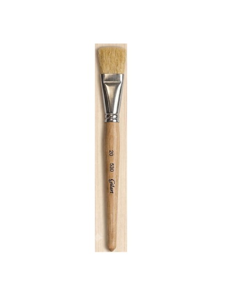 Pincel Plano Cerda Natural Mango Corto Gilart Serie 530 n.º 20 para cubrir grandes superficies