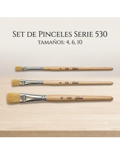 Set de 3 pinceles planos cerda natural serie 530 Gilart en tamaños 4, 6 y 10