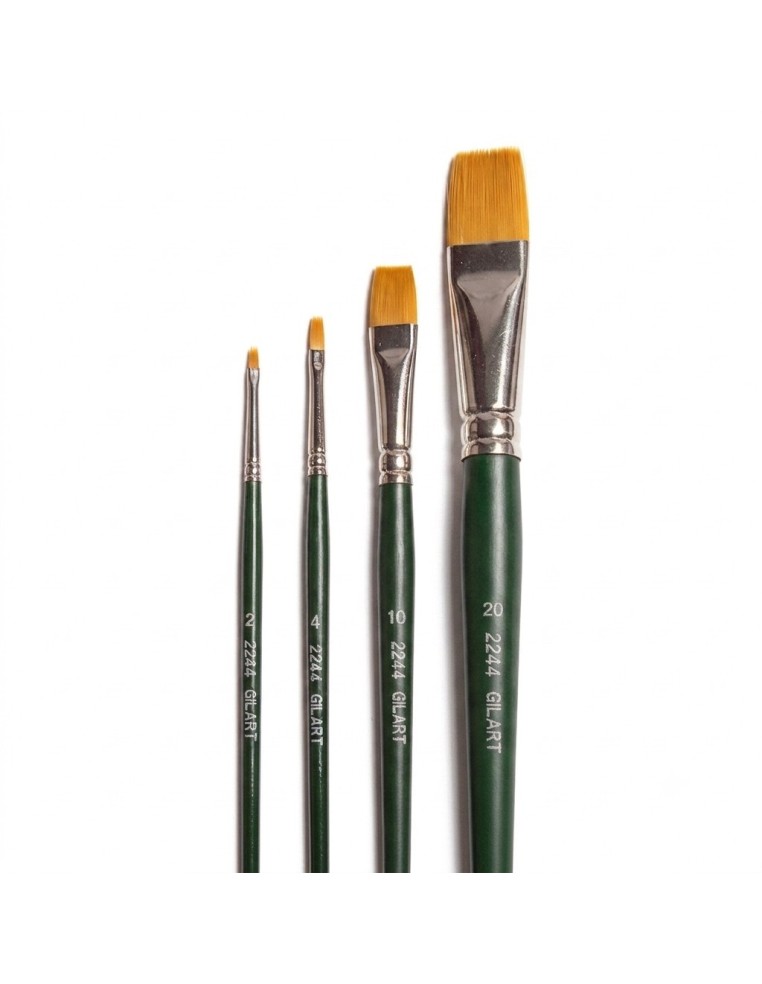 Kit 4 Pinceles Planos Toray Mango Corto 2244 | Gilart
