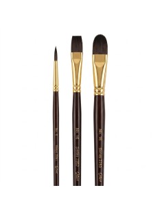 Set 3 pinceles Teijin Gilart mango largo serie 2251 2252 y 2253 con virola dorada