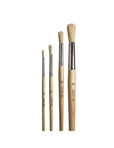 Kit 4 pinceles redondos Gilart 582 cerda natural sobre fondo blanco para óleo y acrílico