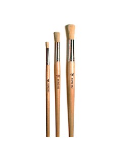 Kit 3 pinceles redondos Gilart 582 cerda natural mango largo sobre fondo blanco para óleo y acrílico