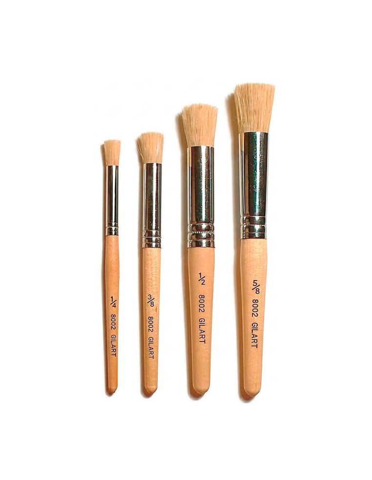 Set 4 pinceles redondos Gilart 8002 de cerda natural para plantillas de estarcido.