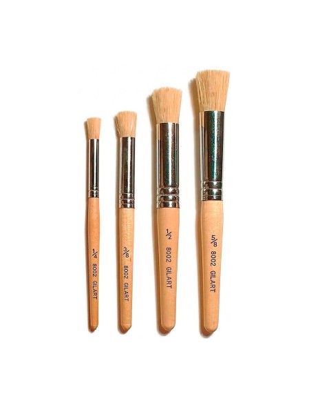 Set 4 pinceles redondos Gilart 8002 de cerda natural para plantillas de estarcido.