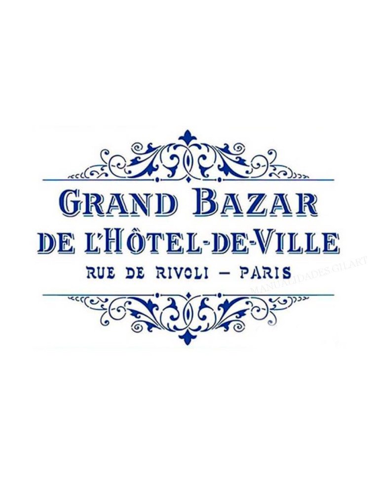 Plantilla Stencil Gran Bazar París Stamperia KSG399 diseño vintage