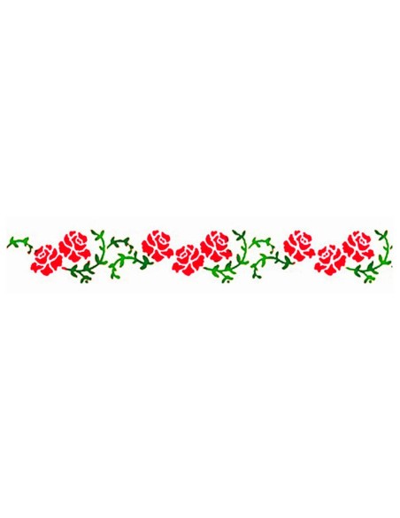 Plantilla stencil Rosas Pequeñas Stamperia KSE161 para decoración de cenefas florales con pintura
