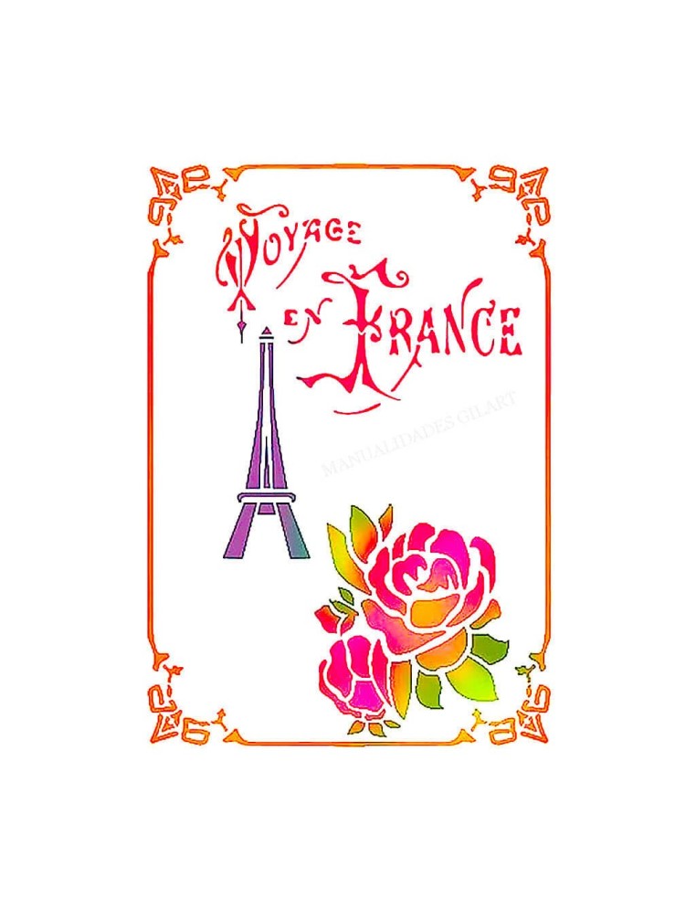 Plantilla stencil Viaje Francia Stamperia 20x15 cm para decoración con pintura