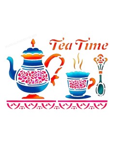 Plantilla stencil Tea Time Stamperia 20x15 cm para decoración con pintura
