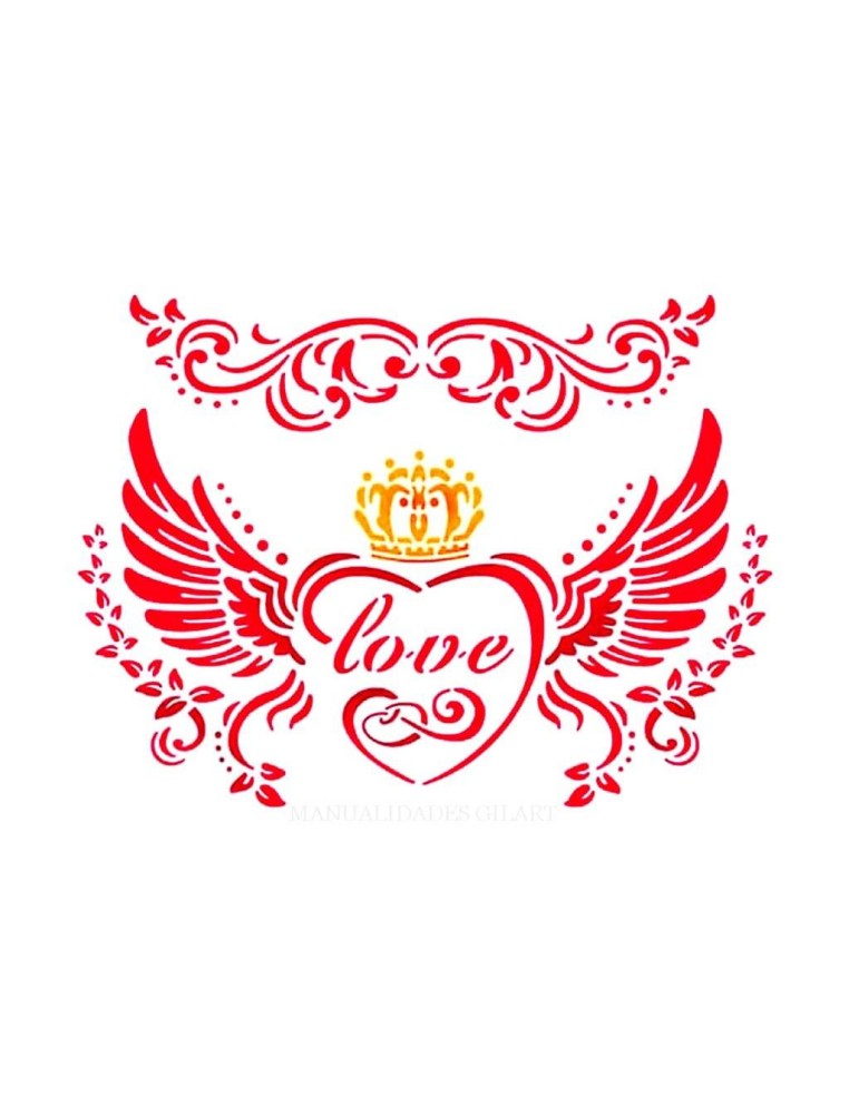 Plantilla stencil Love Stamperia 20x15 cm para decoración romántica con