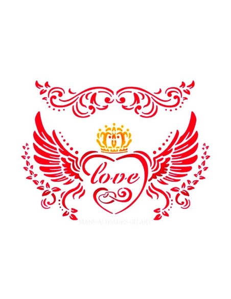 Plantilla stencil Love Stamperia 20x15 cm para decoración romántica con