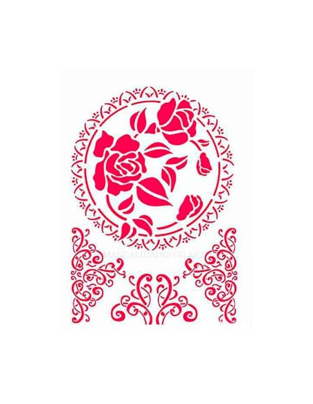 Plantilla stencil Encaje con Rosas Stamperia A4 210x297 mm para decoración floral con pintura