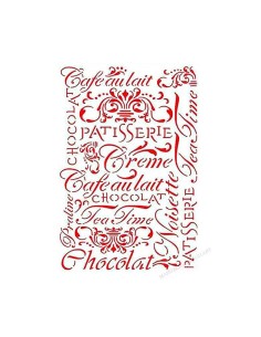Plantilla stencil Pastelería Stamperia A4 210x297 mm con tipografía francesa para decoración