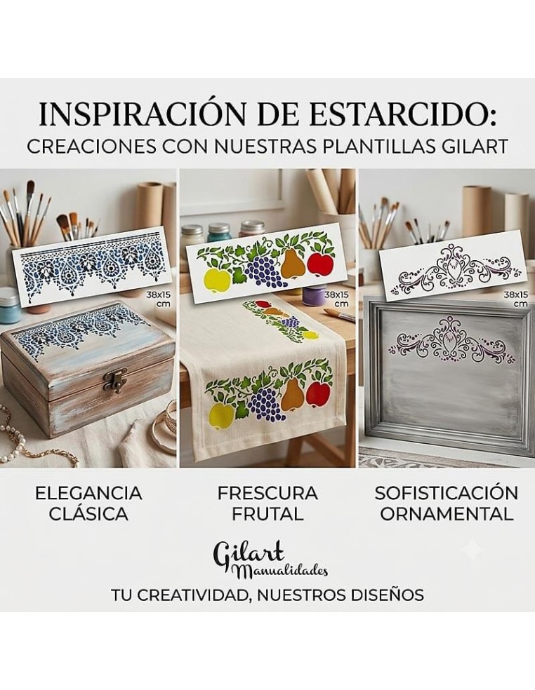 Mueble decorado con la plantilla stencil Ornamento Stamperia KSB157