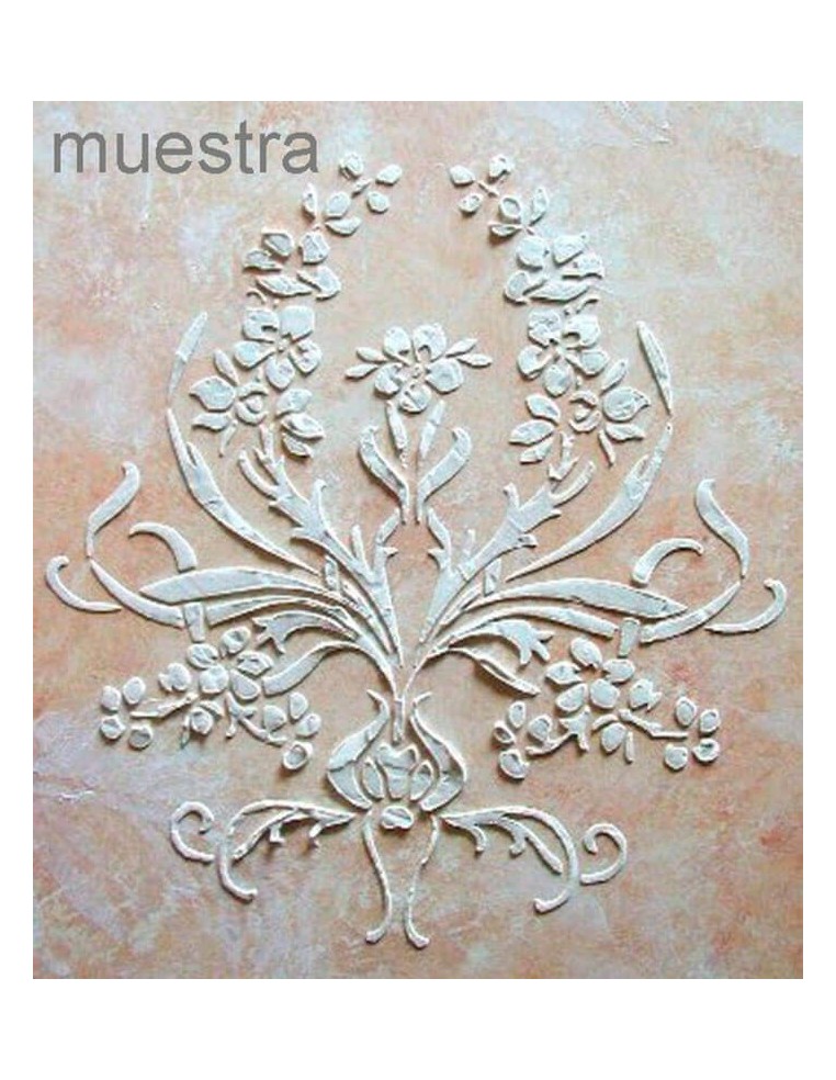 Ejemplo de la técnica de relieve tridimensional con pasta de textura en stencil grueso
