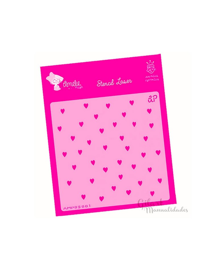 Plantilla stencil Amelie Corazones 15x15 cm AMP09001 para estarcido