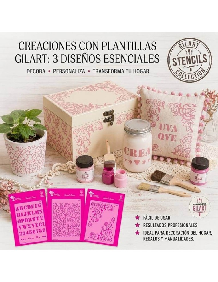 Ejemplo de rotulación y letras aplicadas sobre superficie con la plantilla stencil Amelie Abecedario