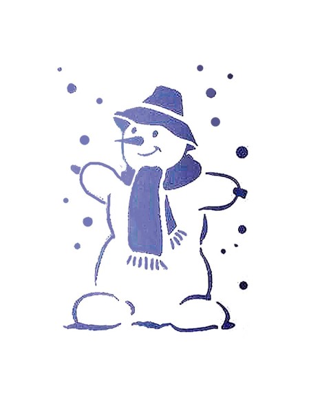 Plantilla stencil Muñeco de Nieve 21x15 cm para decoración navideña