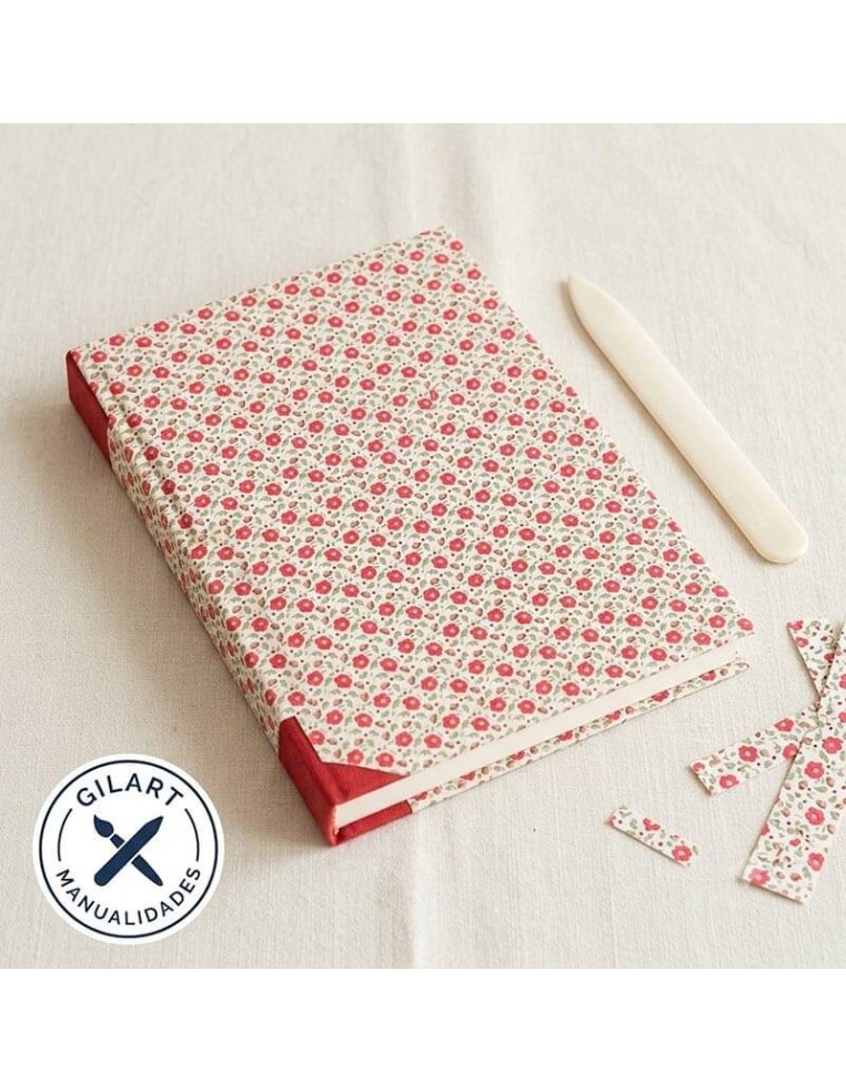Cuaderno artesanal de cartonaje forrado con papel Flores Rojas For You